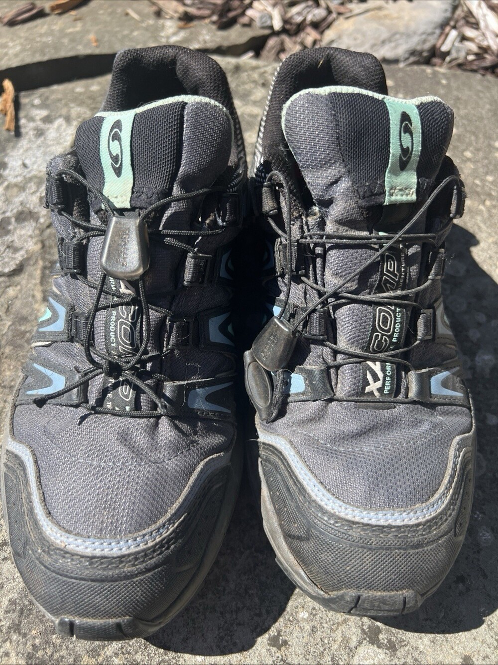Solomon Climashield Waterproof Trail Shoe Women’s 8 Grey Cinch Ties Sm Flaw